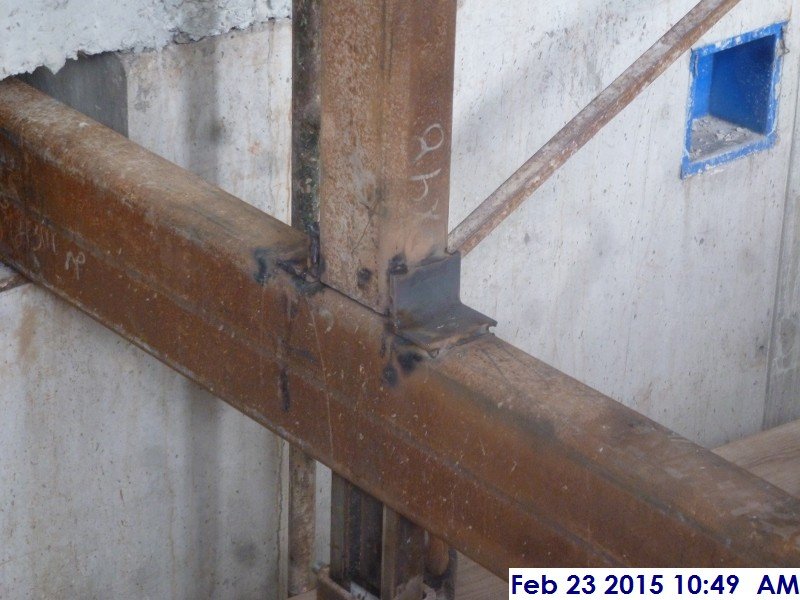 Welded clips at Elev. 1,2,3 guide rails Facing West